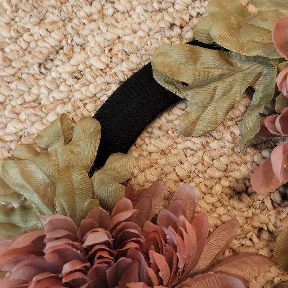 Handmade Flower WreathWrapped in Black 8 Inch - Picture 3 of 5